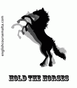 Hold your horses idiom
