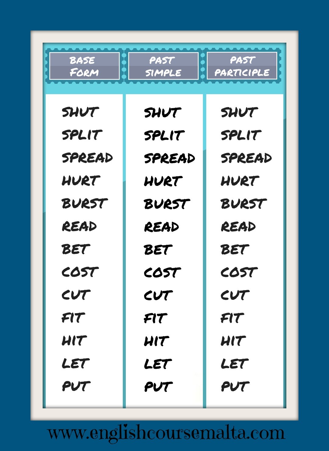 irregular verbs simple present tense